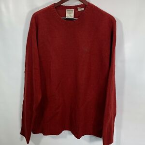 Timberland Sweater Mens Large Stratham Issue Rust Orange Lambswool Long Sleeve