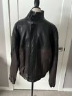 NEW men rare Overland Outfitters 2 tone Leather Zip vtg Bomber Jacket sz 44/XL
