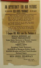 Vintage Flyer Notice Red Cross Pharmacy Rexall Store Offer Coupons Dinner Set