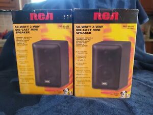 New Listing50 WATT RCA Black 2-Way Die-Cast Mini Stereo Speaker PRO-X44AV 40-5001 NEW N BOX