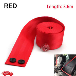 Car Seat Belt Webbing Polyester Lap Retractable Nylon Safety Strap Red Universal