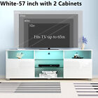 Modern LED TV Stand Media Console Table Entertainment Center with Glossy Cabinet