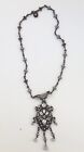 Sweet Romance USA Art Nouveau Victorian Bronze Crystals Dangle Brooch Necklace