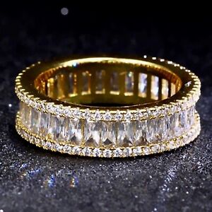 18k Gold Plated Eternity Ring made w Swarovski Crystal Stone Anniversary Band