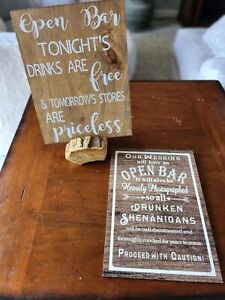 Wedding Open Bar Signs