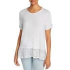 A+A Collection Womens Lace Trim Short Sleeve Tee T-Shirt Top BHFO 7716
