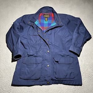 Vtg Eddie Bauer Parka Jacket Chore Coat Men’s XL Blue Wool Blanket Lined Utility