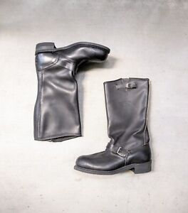 Carolina Engineer Boots Men Size 11.5 Black Leather Buckle Rubber Steel Toe USA