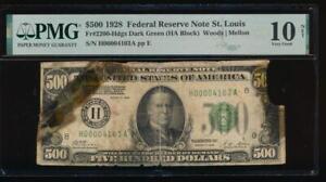 AC 1928 $500 FIVE HUNDRED DOLLAR BILL Saint Louis PMG 10 NET