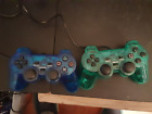 x2 Third Party Sony PlayStation 2 PS2 DualShock Controller Silver/Blue UNTESTED