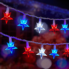 4Th of July Decor Red White Blue Stars String Lights, 17Ft 50 LED Waterproof Con