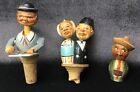3 ANRI Italy Hand Carved Mechanical Wine Cork Stoppers