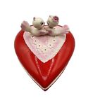 Vintage Lefton Love Birds Heart Ceramic Candy Dish Trinket Box Valentine's Day