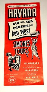 VINTAGE Pre-1958 SIMONE'S TOURS of HAVANA CUBA TRANSPORT FROM FLORIDA BROCHURE