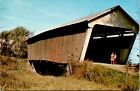 Postcard Fairfield County Ohio Hizey Covered Bridge Poplar Creek Vintage UNP