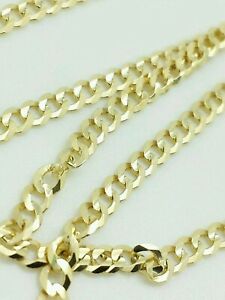 14K Solid Yellow Gold Cuban Link Chain Necklace 2.4MM 26