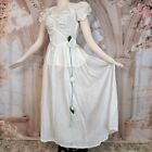 Antique Vintage 1930s Puff Sleeve White Maxi Dress Gown Museum Deaccessioned
