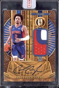 CADE CUNNINGHAM 2021-22 PANINI GOLD STANDARD ROOKIE 3-COLOR PATCH AUTO PRIME /25