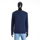LORO PIANA 1600$ Dark Sea Blue Rapallo Crewneck Jumper Sweater - Egyptian Cotton