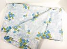 Vintage KING Flat Sheet Fieldcrest Perfection Percale Blue Green Floral