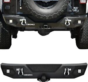 OEDRO Rear Bumper for 2007-2018 Jeep Wrangler JK Unlimited w/ LED lights D-Rings (For: Jeep)