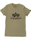 ALPHA INDUSTRIES Mens Graphic T-Shirt Top Small Khaki Cotton WY08