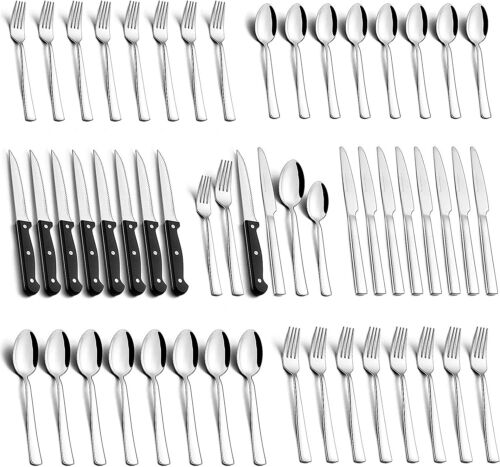48 Pcs Silverware Set for 8 Stainless Steel Flatware Cutlery Utensil Kitchen New