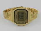 CASIO Women's Digital Vintage Gold-Tone Stainless Steel Bracelet Watch 39x39mm