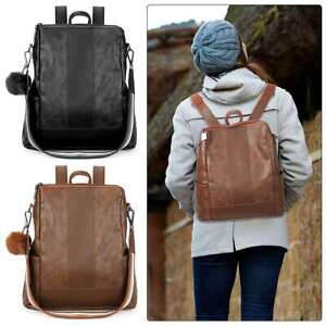 Womens Leather Backpack Shoulder Bag Laptop Office School Travel Handbag Large