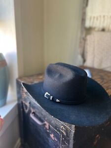 wrangler black cowboy hat 5x 100 wool size 7 1/4