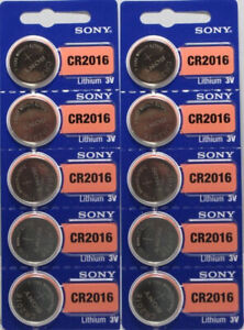 10 x SONY/MURATA CR2016 Lithium Battery 3V Exp 2033 Pack 10 pcs Coin Cell