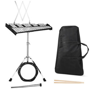 30 Notes Percussion Glockenspiel Bell Kit w/ Practice Pad Mallets Sticks Stand