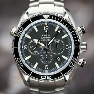 Omega Seamaster Planet Ocean 2210.50 Chronograph 45.5mm Black Dial Box & Papers