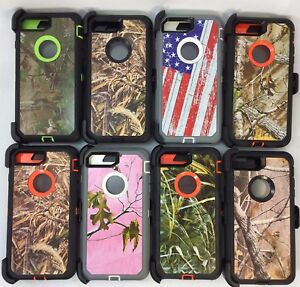 For Apple iPhone 8 Plus Camo Cover Case(Belt Clip Fits Otterbox Defender Series)