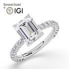 IGI, 3 CT , Solitaire Lab-Grown Emerald Diamond Engagement Ring, 18K White Gold