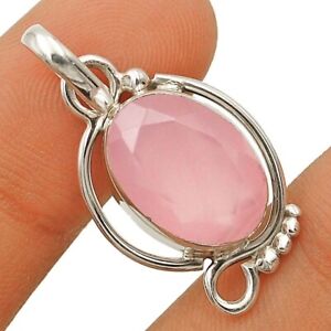 Natural Rose Quartz 925 Solid Sterling Silver Pendant Jewelry K14-9