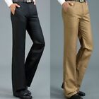 Men Bell Bottom Pants Vintage Flare Formal Dress Trousers Straight Leg Slim Fit