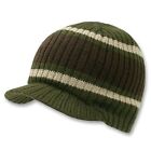 Olive Green Brown Striped Campus Visor Jeep Skull Knit Winter Beanie Cap Hat