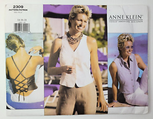 Vogue Pattern 2309 Anne Klein Misses Lined Tops Backless Straps  14-18 UNCUT