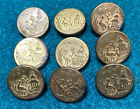 lot of 9 Antique Victorian Era Metal Picture Buttons Crane with Pagoda 3/8
