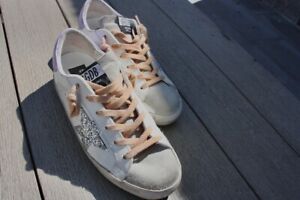 Golden Goose Super-Star Leather Sneakers (Ice/Silver/Lilac) - Great Condition
