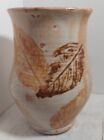 Hand Trown Ceramic Vase Autumn Leaves Painted. Signed Nwot