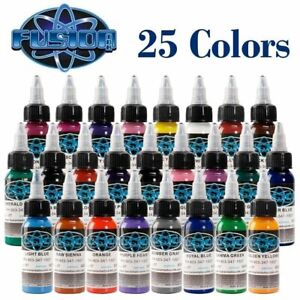 25 Color Tattoo Ink Set 1oz 30ml Bottles Genuine Fusion  Inks Permanent Makeup
