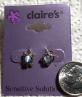 Turtle pierced stud earrings w/faux moon stone- see photos and description