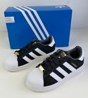 Superstar XLG Junior Unisex Sneaker Youth Shoe Black & White Gold Charm Adidas