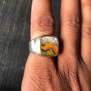 Mens Bumble Bee Jasper 925 Silver Ring Handmade Birthday Christmas Gifts For Him