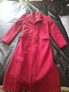 Womens ILGWU red Wool Trench Peacoat Size Small Vintage