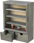 Wall Mounted Vintage Gray Wood Shadow Box Display Case with 2 Storage Drawers
