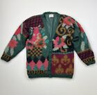 Vtg Susan Bristol Sz L Cardigan Sweater Mohair Blend Floral Chunky Lined 1992