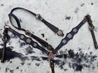 Leather Headstall Breast Collar With Conchos Horse Tack Equestrian Gift MOUSM